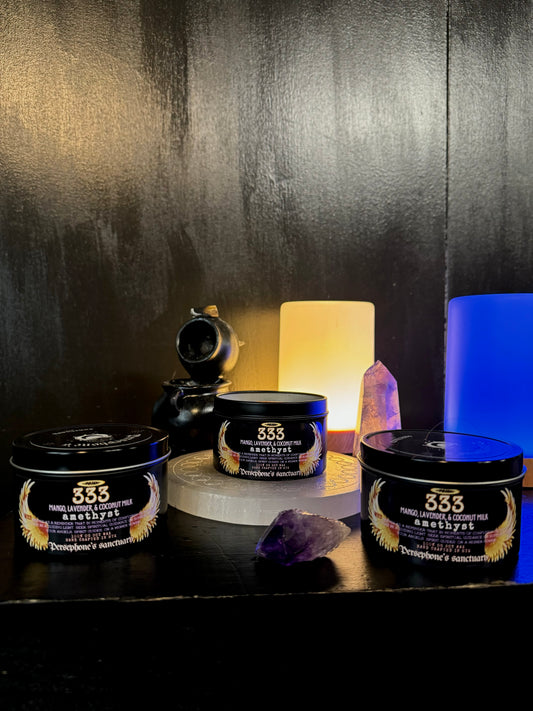 333 Angel Number crystal infused Intention Candle