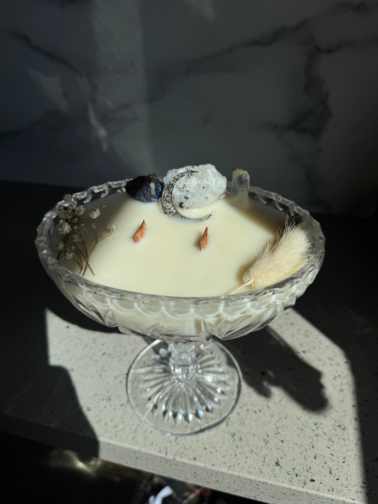 Crystal glass candy dish candle