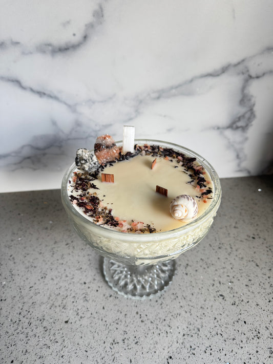 Crystal compote dish candle