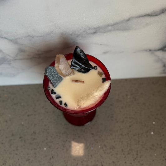 Ruby red flared glass candle
