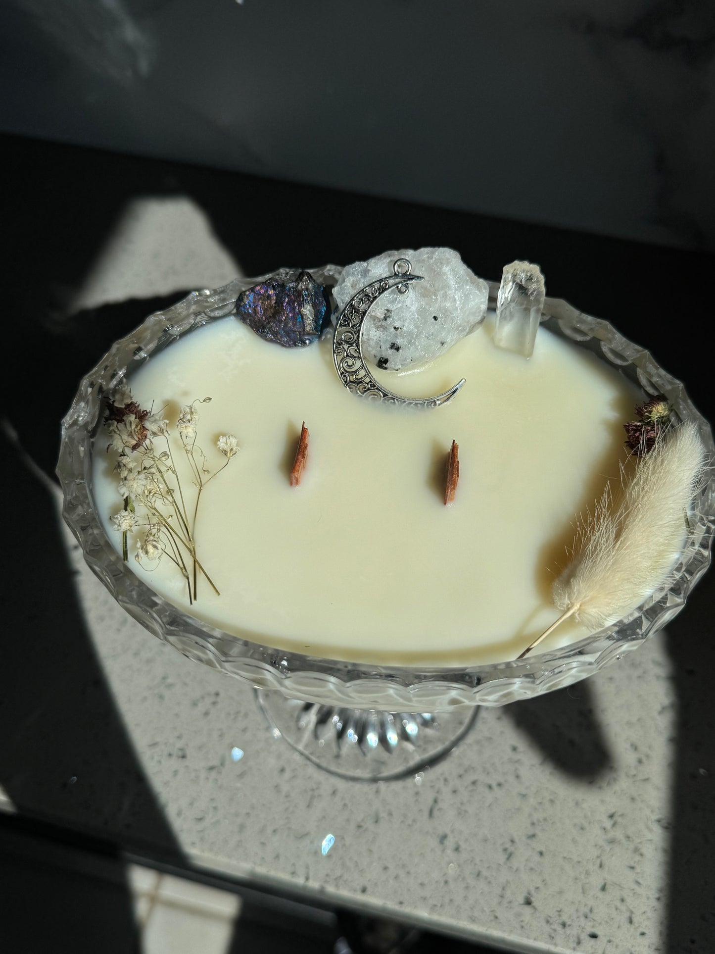 Crystal glass candy dish candle
