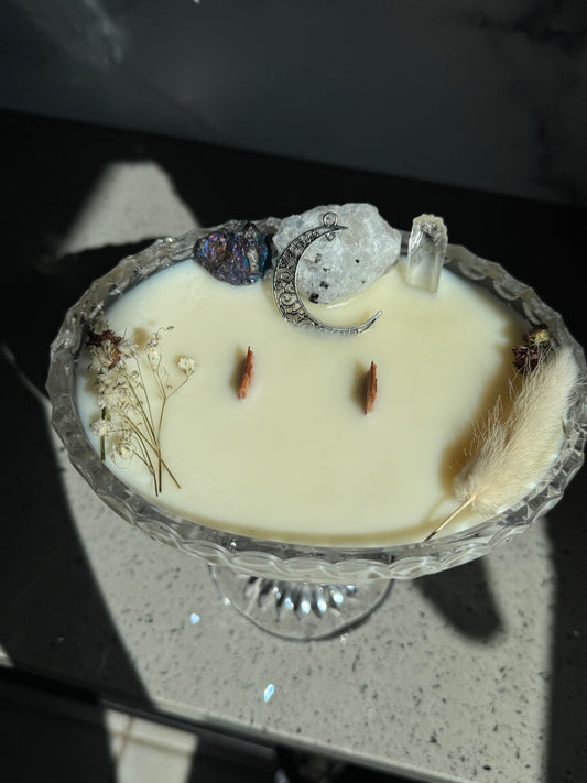 Crystal glass candy dish candle