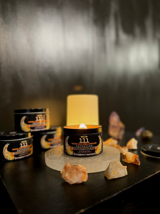 Eco-friendly crystal infused 111 Angel Number intention candle