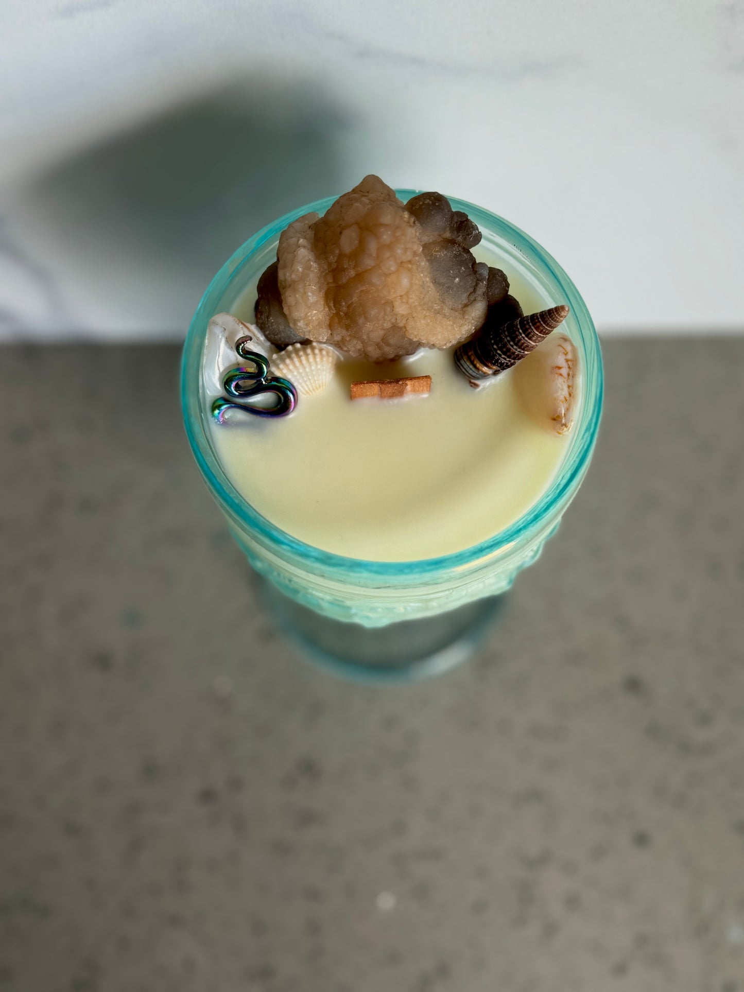 Vintage Ice Blue Imperial Carnival "Grape" Wine Glass Candle