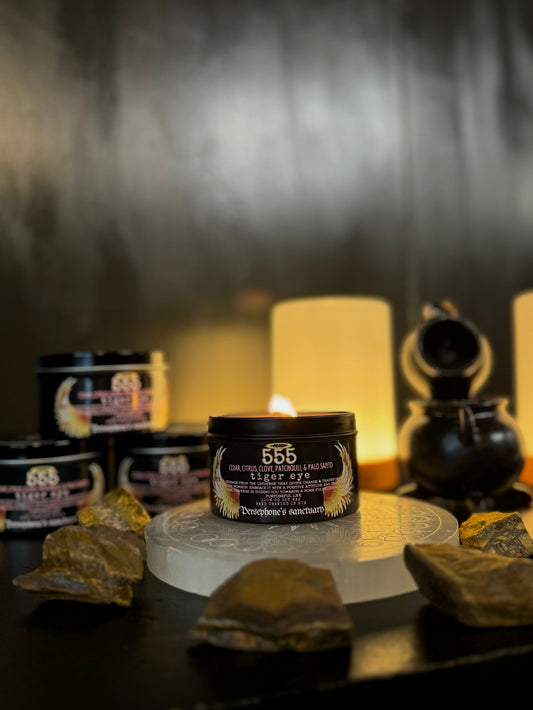 Eco-friendly 555 Angel number crystal infused intention candle