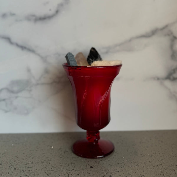 Ruby red flared glass candle