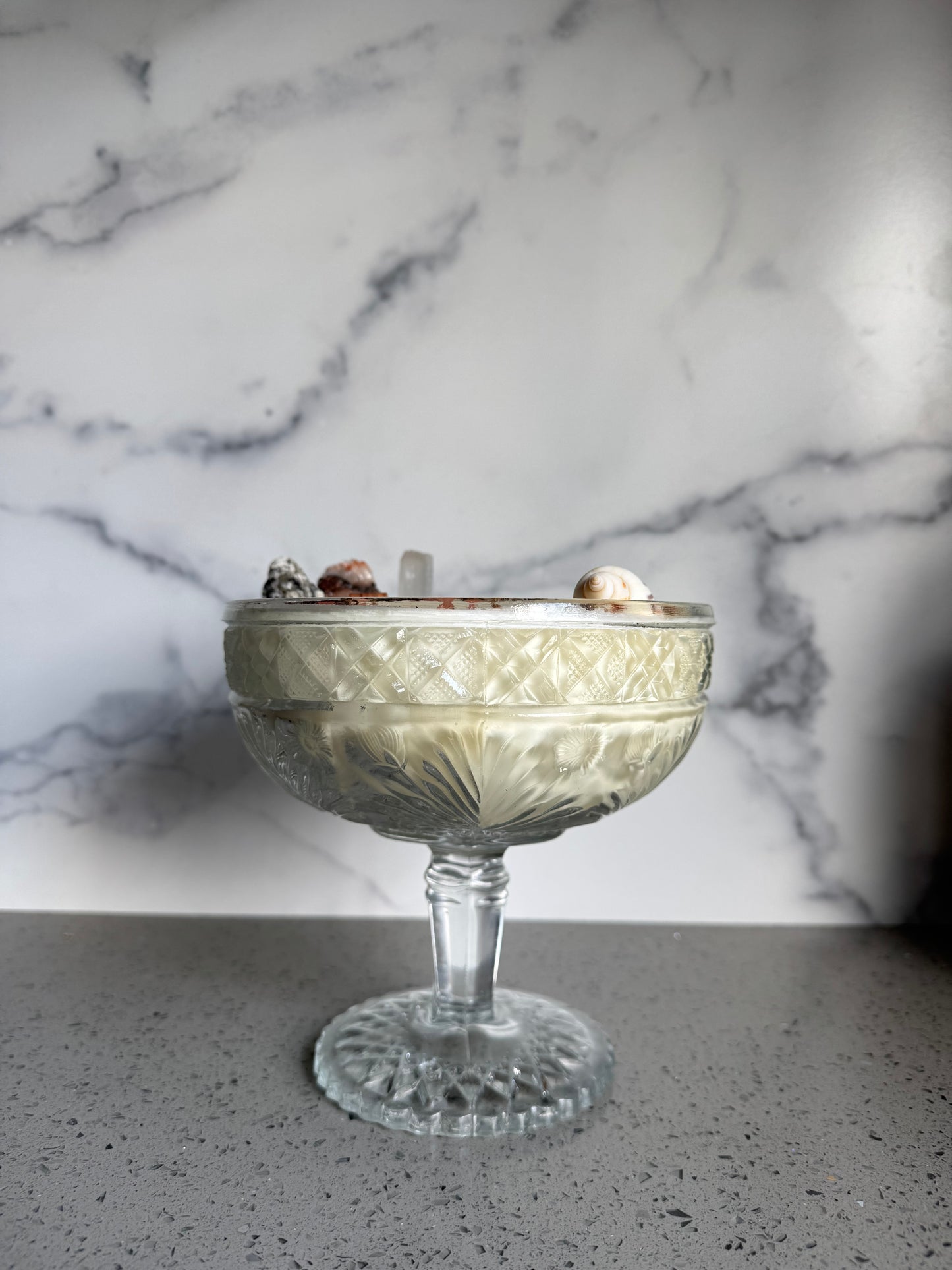 Crystal compote dish candle
