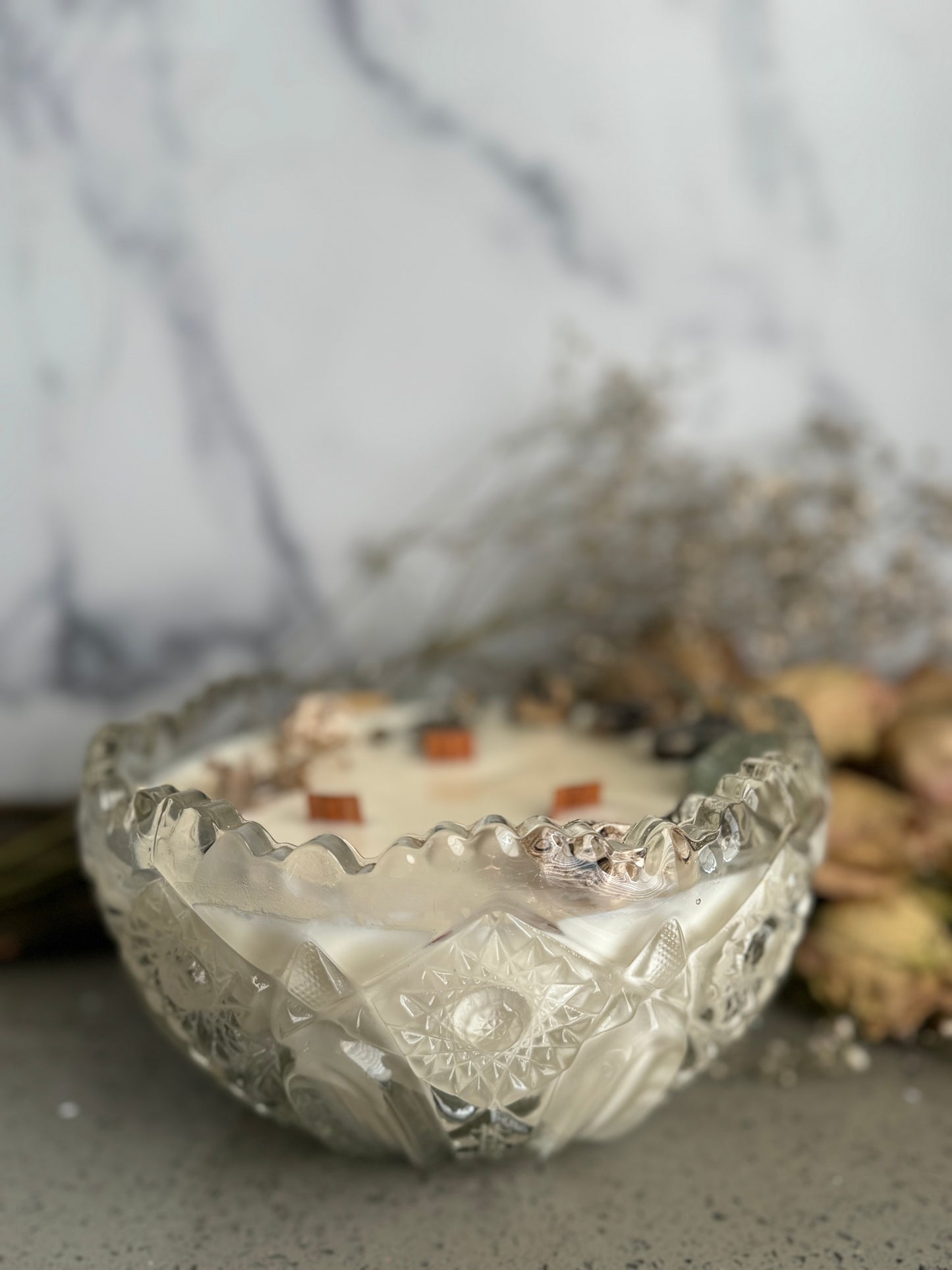 Vintage L.E Smith Crystal Glass Candle