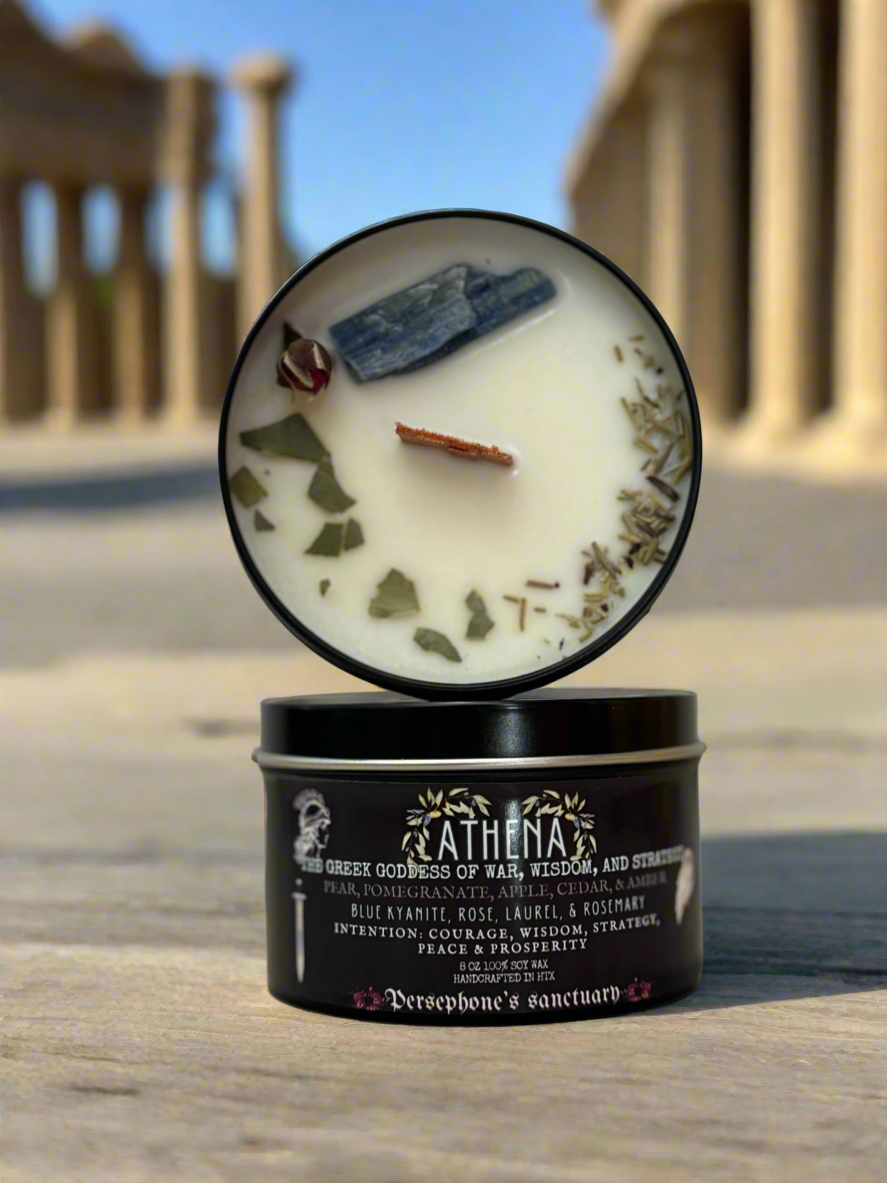 Athena Greek goddess candle