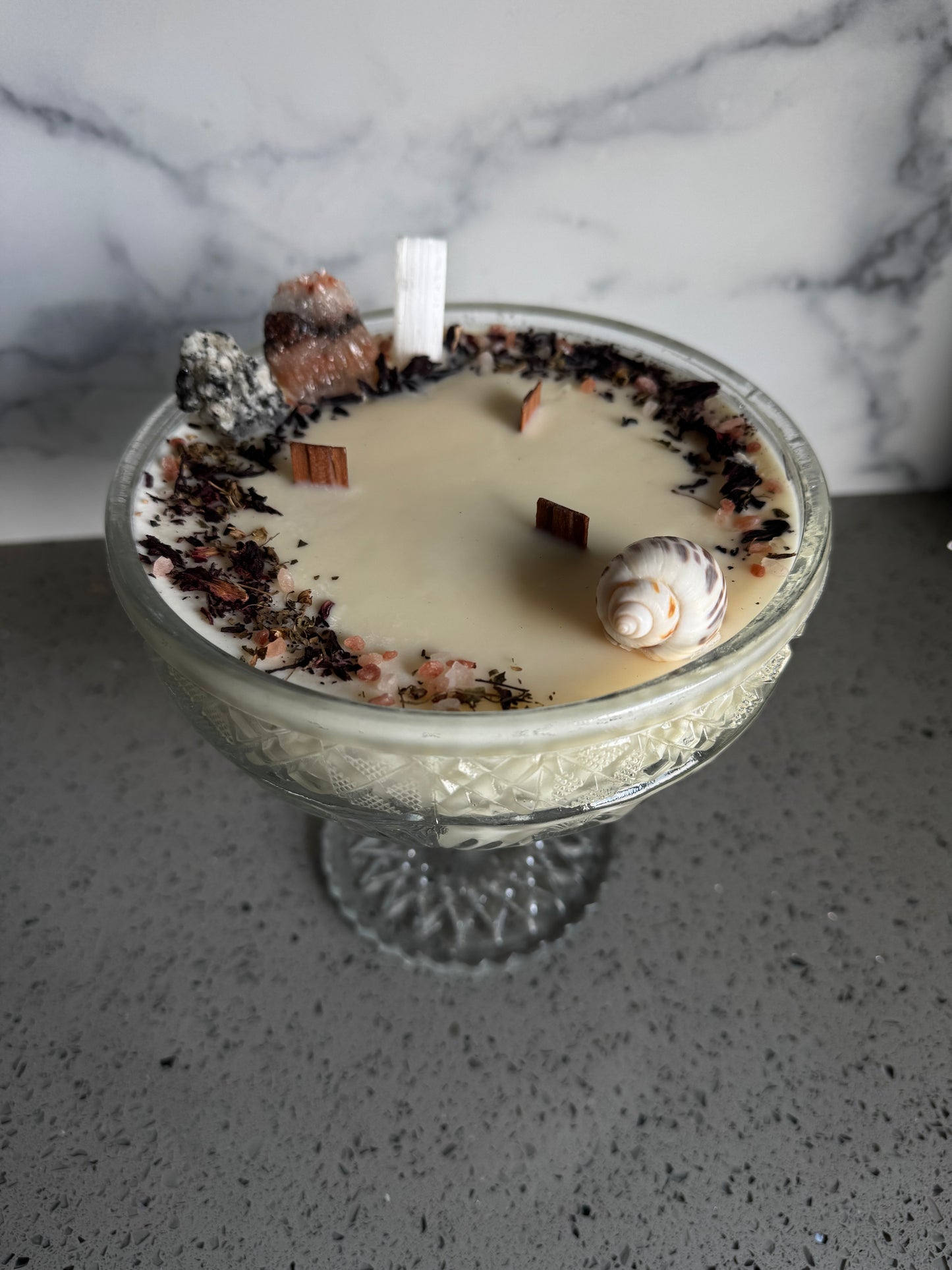 Crystal compote dish candle