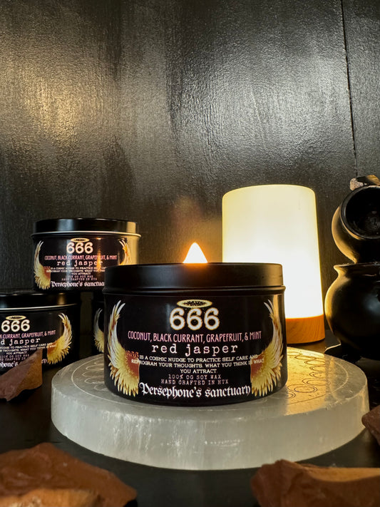 Eco-friendly 666 Angel number crystal infused intention candle