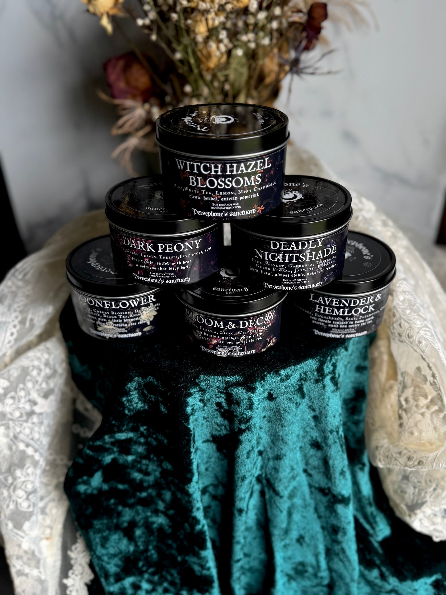 The Flora Obscura Candle Collection -Dark Botanical Handcrafted Ritual Candles-