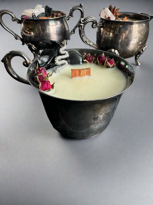 Silver Tea Cup Candle