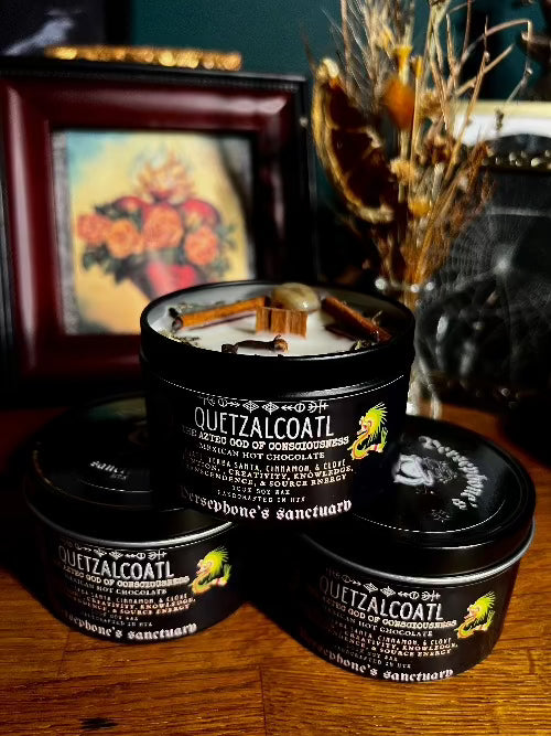 Persephone’s sanctuary Quetzalcoatl wooden wick candle 